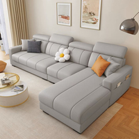 Canapé d'angle en cuir de luxe moderne en forme de L, design simple, pour appartement et maison, vente en gros à prix abordable