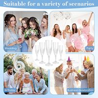 Flûte en plastique de luxe de 6 oz, style américain, incassable, portable, compatible lave-vaisselle, pour mariages, soirées en bar et la Saint-Valentin