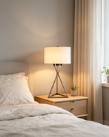 Lampe de bureau de style nordique pour la décoration intérieure, base d'ampoule E26, abat-jour en lin, corps en métal, contrôle par batterie/AC, capteur/interrupteur, LED, salon