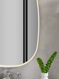 Miroir LED encadré en métal doré arrondi avec interrupteur tactile réglable et anti-buée, design moderne, indice de protection IP44 - Product Image 3