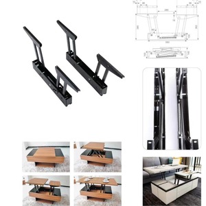 Soporte de elevación de doble articulación para mesa de centro, herraje de hierro negro para muebles, para mesa multifuncional - Product Image 1