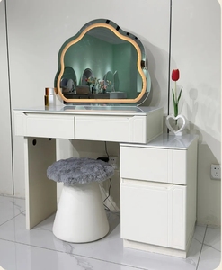 Simple Makeup <b>Vanity</b> <b>Table</b> LED Lighted Mirror Drawer Storage Dressing <b>Table</b> For Bedroom - Product Image 2