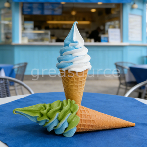 Kit de modèles de crème glacée en plastique de 17 cm à double saveur, effet tourbillon, technique mousse, saveurs artificielles Matcha et Framboise Bleue, pour cornets à gaufres de crème glacée molle, usage café - Product Image 6