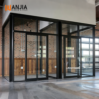 Porte coulissante en verre minimaliste ultra-fine avec isolation thermique en aluminium, porte de séparation en verre sur mesure pour bureau