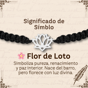 กำไลข้อมือสีดำทำจากสเตนเลสคุณภาพดีพร้อมดอกบัวสีเงิน - Product Image 6