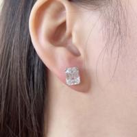 Luxuriöse S925 Silber Smaragdschliff Zirkon Ohrstecker 925 Sterling Silber Solitär CZ Ohrringe