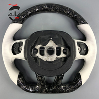 Volante Deportivo Personalizado de Fibra de Carbono Forjado con Cuero Blanco Perforado para Dodge Charger Challenger SRT RT con LED