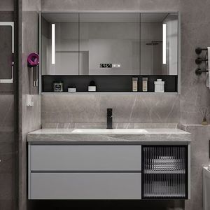 New smart defog wash bathroom cabinet modern simple slate integrated hand wash basin smart combination - Product Image 5