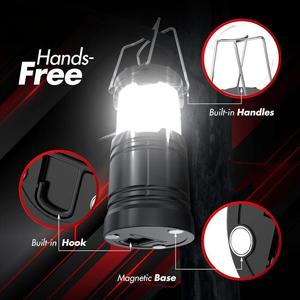태양열 USB 충전식 3 AA 전원 가장 밝은 COB LED 캠핑 랜턴 텐트 접을 수있는 비상 LED 조명