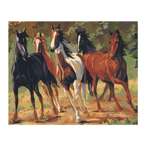 En çok satan beş atlar 40*50 boya numaraları kitleri ile yağlıboya akrilik boyama DIY resimleri By Numbers sanat tuval
