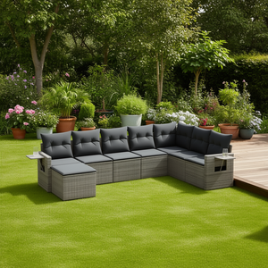 Ensemble de canapés de jardin gris D0100X37BYX, mobilier d'extérieur modulaire avec porte-gobelets - Product Image 2