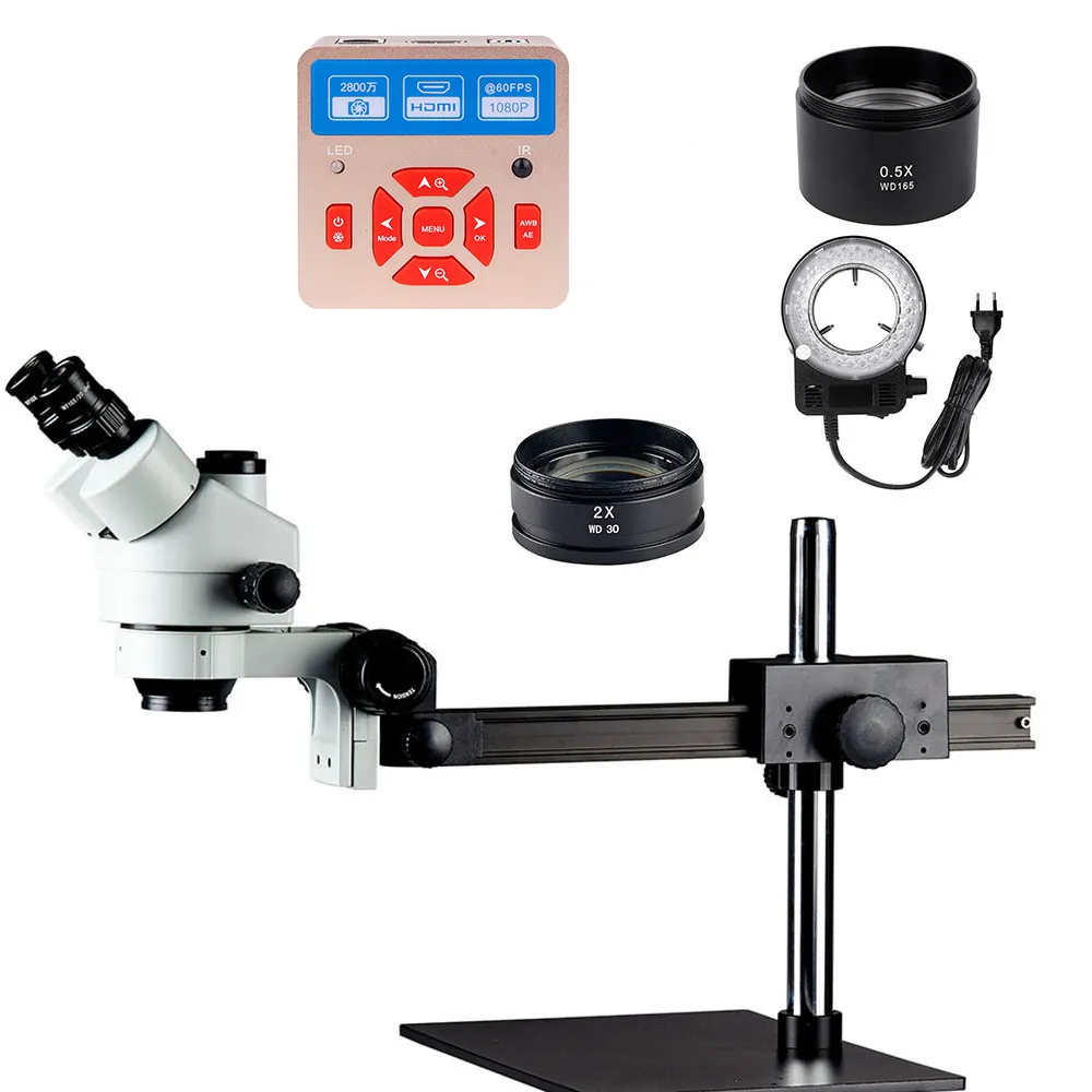 3,5 X-90X Reparatur Trinocular Stereo Mikroskop Handy PCB Reparatur Mechanische Herstellung LED Ring Licht Bietet Mikroskop