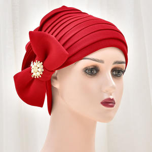 蝶とブローチ付きアフリカ女性ターバンキャップ女性のための美しいフリルターバン - Product Image 5