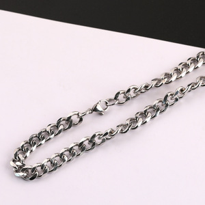 Chaîne cubaine en acier inoxydable de 7,0 mm de large, polie sur quatre côtés, accessoire de bijouterie unisexe, matériau pour collier et bracelet DIY tendance - Product Image 5