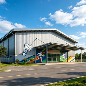 Structure en acier préfabriquée pour salle de sport, terrain de basketball, bâtiment commercial haute résistance, résistant à la corrosion - Product Image 1