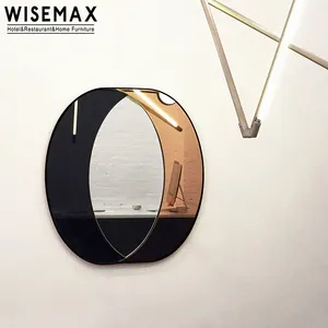 WISEMAX Furnitur Dekorasi Ruang Tamu, Kaca Dinding Logam Bulat Gaya Nordik untuk Rumah, Tren Baru