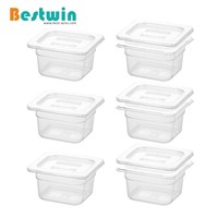 6 pcs Pack Transparent GN Gastronorm Récipient Polycarbonate Plastique Alimentaire Casseroles avec Couvercles