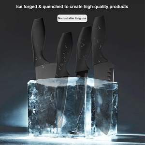 Ensemble de couteaux de cuisine professionnels noirs de 7 pièces, comprenant une planche à découper et un bloc à couteaux pour la cuisson - Product Image 6