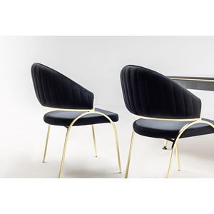 Juego de Comedor Moderno y Minimalista de 6 Piezas, Mesa Rectangular con Estructura Metálica, Sillas con Respaldo Sólido, Muebles para el Hogar - Product Image 2