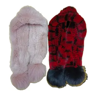 New Fashionable Real Rex Rabbit Fur Scarves Winter Warm Women Children Fashionable Fur Neck Warmer Kids Scarf