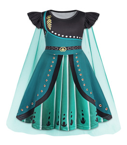 Disfraces <span class=keywords><strong>de</strong></span> manga corta Elsa Anna Tiana aventura princesa niña vestido con capa Cosplay Halloween TV película disfraces - Product Image 2