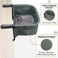 Panier suspendu pour chat Bixbee en tissu Oxford durable avec poche latérale, lavable en machine, pince réglable, respirant et chaud pour le repos des animaux de compagnie
