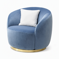 Chaise simple en tissu italien léger et luxueux pour villa, salon, design d'intérieur, fauteuil en velours bleu de haute qualité