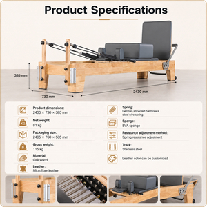 <span class=keywords><strong>Cama</strong></span> de <span class=keywords><strong>Pilates</strong></span> <span class=keywords><strong>Reformer</strong></span> de Madera de Roble Personalizada OEM para Entrenamiento de Fuerza y Rehabilitación en Estudio, Máquina de <span class=keywords><strong>Pilates</strong></span> <span class=keywords><strong>Reformer</strong></span> - Product Image 2