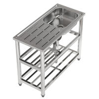 Gewerbliche Küchen spüle Werkbank Freistehende Edelstahl Single Bowl Küchen spüle mit zwei Löchern zum Verkauf
