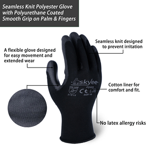 SKYEE <strong>Best</strong> Sell Pu Coated Wear Resistant Anti slip Breathable <strong>Garden</strong> <strong>Gloves</strong> for <strong>Men</strong>/women with Nylon Spandex Liner - Product Image 3