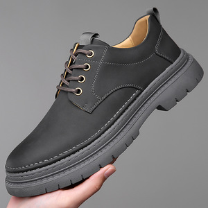 Zapatos de Trabajo Nuevos para Hombre, Zapatos de Cuero Suave con Suela Gruesa, Zapatillas Casuales para Hombre - Product Image 4