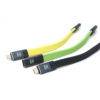 Kabel Silikon Pendek Datar USB3.2 Gen2 20Gbps Tipe C ke Tipe C Transfer Data Kecepatan Tinggi Kabel Pengisian Cepat PD