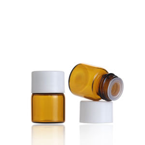 Low Moq Glass Empty Essential Oil Amber Small Vials <b>Perfume</b> 1 ml <b>Sample</b> <b>Bottle</b> With Black White Plastic Screw Cap - Product Image 1