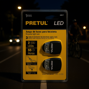 Juego de Luces LED para Bicicleta Pretul LIBI-2P con Luces Delanteras y Traseras de 2 Piezas, Alimentado por Batería, Resistente al Agua IPx4, 4 Modos de Iluminación para - Product Image 2