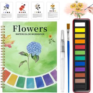 Kit di Pittura per Principianti con Libro da Colorare ad Acquerello, 12 Colori, per Adulti e Adolescenti, Esplorazione Artistica, Regalo, Fiori - Product Image 1