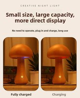 Lampe de chevet en bois massif en forme de champignon, contrôle tactile, LED à intensité variable, alimentée par piles, éclairage d'ambiance décoratif pour la maison et le bureau