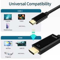 Kabel Adaptor USB Type C ke HDMI 4K HD Terbaru 4K 60Hz 4K 30Hz 1080P Type-C ke HDMI 1.8m Kabel USB C HDMI