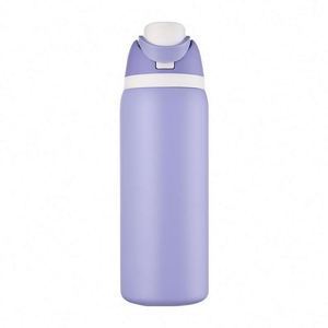 Venta al por mayor de fábrica: Vaso portátil ecológico de acero inoxidable de doble pared de 32 oz con tapa abatible y asa para frutas - Product Image 3