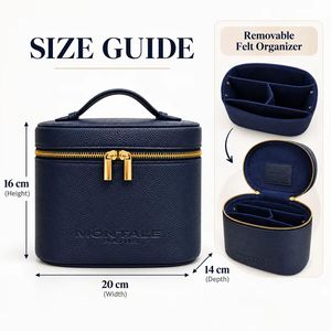 Trousse de Maquillage en PU Grainé à Marque Blanche avec Insert en Feutre Amovible, Étui de Voyage Structuré pour Marques de Beauté OEM ODM - Product Image 3