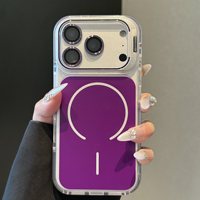 Étui de téléphone antichoc avec support de caméra invisible et armure magnétique pour iPhone 18 17 Pro Max 16 15, avec support d'objectif métallique