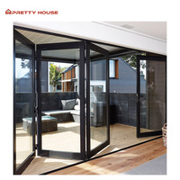 Puerta Plegable Moderna de Aleación de Aluminio, Insonorizada, con Rotura de Puente Térmico y Vidrio Templado, para Patios de Apartamentos y Hospitales