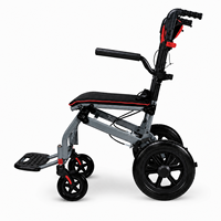 Fauteuil roulant manuel pliable léger QHC LJ02LJ-RED pour personnes âgées et handicapées, certifié CE ISO, en aluminium, avec dossier réglable et accoudoirs rabattables, capacité 100 kg