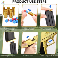 Desert Eagle Shell-Ejecting Soft Bullet Gun Toy Golden Realistic pour les garçons Safe Foam Bullets pour les amateurs de tir adultes