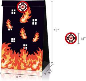 Paquet de 12 sacs de faveur de fête de <span class=keywords><strong>camion</strong></span> de pompiers sacs en papier créatifs avec des motifs de flamme et des logos <span class=keywords><strong>pour</strong></span> les fêtes d'anniversaire - Product Image 5