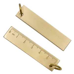 Keychain 6cm Brass Straight Ruler For Students Creative Metal Ruler Stationery Measuring Tool School Plate Drafting Supplies