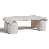 Table basse de luxe en marbre Dream Home avec base sculptée en forme de champignon et bords incurvés pour salon