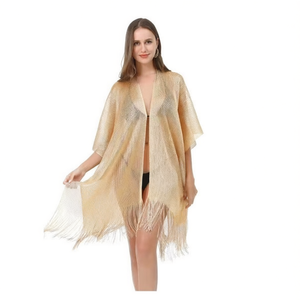 Angelina Chal Cardigan Monochrome Cache-maillot de bain 92x165cm avec franges pour la plage - Product Image 3