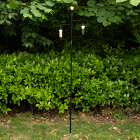 Support de lampe double tête WELLHIKE pour l'extérieur - Support de table portable en métal avec interface 1/4 pouce, hauteur réglable pour le camping