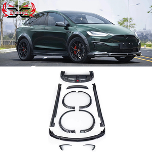 Kit carrosserie en fibre de carbone PU pour Tesla Model X <span class=keywords><strong>Plaid</strong></span> : Lame avant, jupes latérales, diffuseur arrière, spoiler, canards avant, extension de passage de roue - Product Image 1