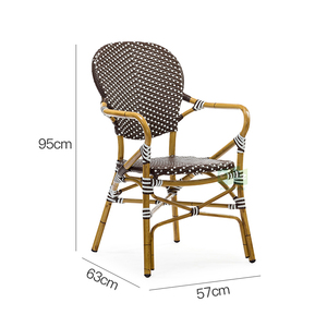 (E3011) Outdoor Garden Patio Furniture French Bistro <strong>Arm</strong> <strong>Black</strong> Pe Rattan Wicker <strong>Chairs</strong> - Product Image 3